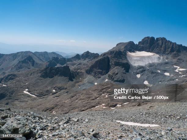 scenic view of mountains against clear blue sky - turquía stock-fotos und bilder