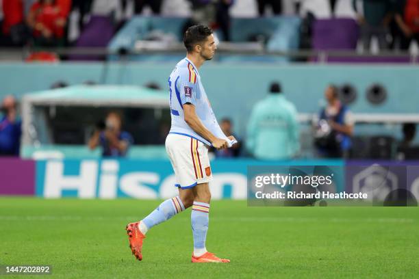 Pablo Sarabia of Spain misses the team's first penalty in the penalty shoot out during the FIFA World Cup Qatar 2022 Round of 16 match between...