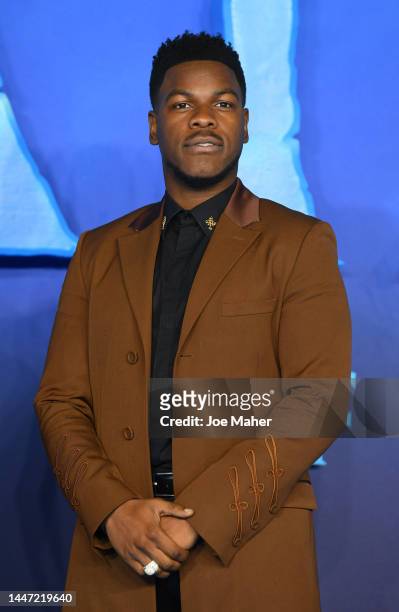 John Boyega attends the "Avatar: The Way of Water" world premiere at the Odeon Luxe Leicester Square on December 06, 2022 in London, England.