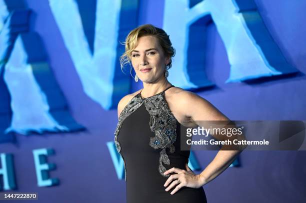Kate Winslet attends the world premiere of James Cameron's "Avatar: The Way of Water" at the Odeon Luxe Leicester Square on December 06, 2022 in...