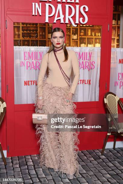 Camille Razat attends the "Emily In Paris" by Netflix - Season 3 World Premiere at Theatre Des Champs Elysees on December 06, 2022 in Paris, France.