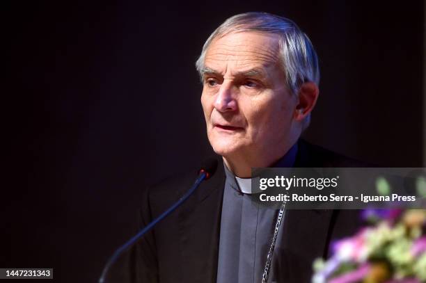 Cardinal archbishop Matteo Maria Zuppi president of CEI attends a presentation of Roberto Zuccolini's book "The Word And The Poors" at San Filippo...