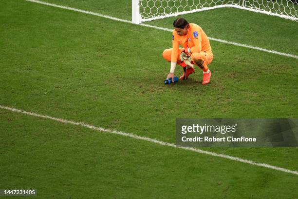 Yann Sommer of Switzerland reacts after the team's 1-6 defeat in the FIFA World Cup Qatar 2022 Round of 16 match between Portugal and Switzerland at...
