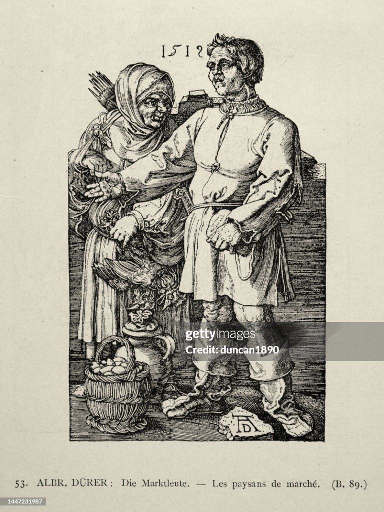 Marktbauern von Albrecht Dürer, Holzschnitt, deutsche Kunst des 16. Jahrhunderts