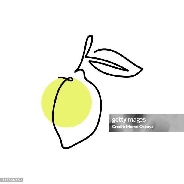 abstract shaped lemon . single line lemon icon - lime stock illustrations