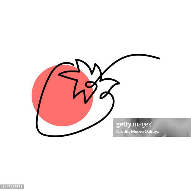 abstract shaped strawberry . single line strawberry icon - gourmet stock illustrations