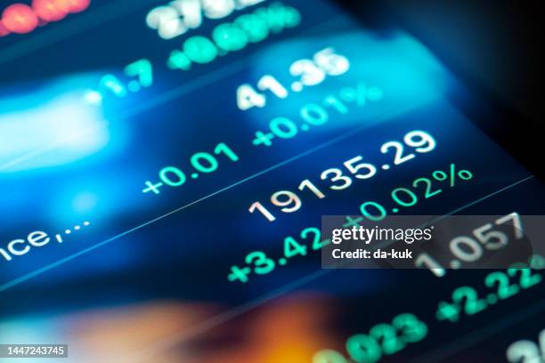 trading charts and data on digital screen - finance stock pictures, royalty-free photos & images