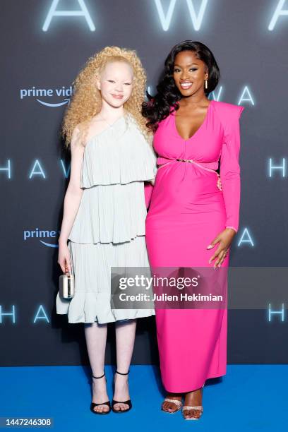 Sania Halifa and Maimouna Doucouré attend the "Hawa" photocall at Le Grand Rex on December 06, 2022 in Paris, France.