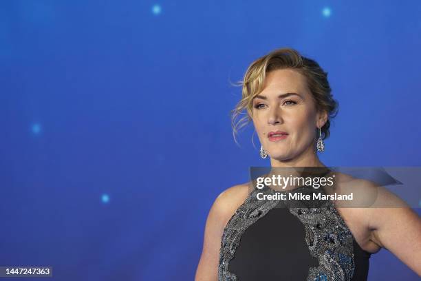 Kate Winslet attends the "Avatar: The Way Of Water" World Premiere at Odeon Luxe Leicester Square on December 06, 2022 in London, England.