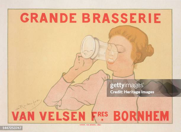 Affiche belge. "Grande Brasserie Van Velsen frères. Bornhem"., c1896. [Publisher: Imprimerie Chaix; Place: Paris]. Creator: Armand Rassenfosse.