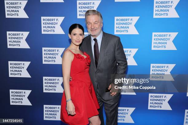 Hilaria Baldwin and Alec Baldwin attend the 2022 Robert F. Kennedy Human Rights Ripple of Hope Gala at New York Hilton on December 06, 2022 in New...