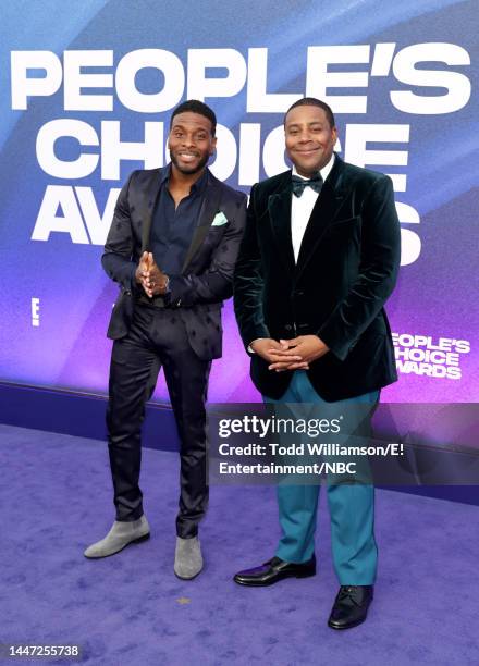 Pictured: Kel Mitchell and host Kenan Thompson arrive to the 2022 People's Choice Awards held at the Barker Hangar on December 6, 2022 in Santa...