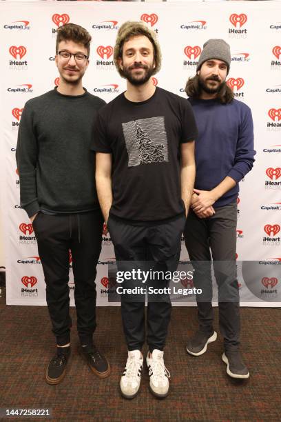 Adam Met, Jack Met and Ryan Met of AJR attend iHeartRadio Channel 95.5's Jingle Ball 2022 Presented by Capital One at Little Caesars Arena on...