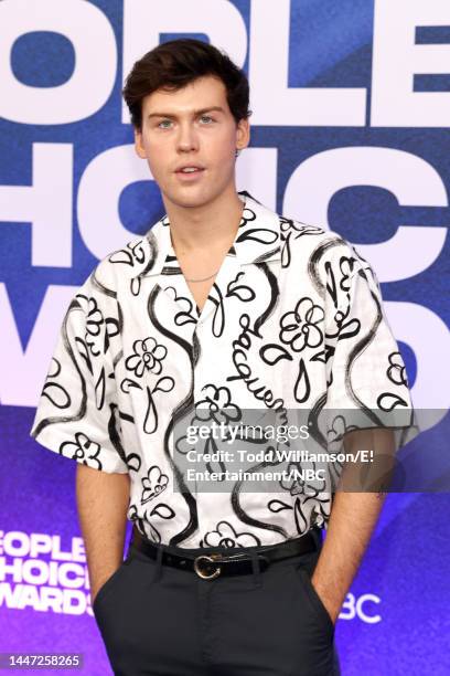 Pictured: Aidan Alexander arrives to the 2022 People's Choice Awards held at the Barker Hangar on December 6, 2022 in Santa Monica, California. --