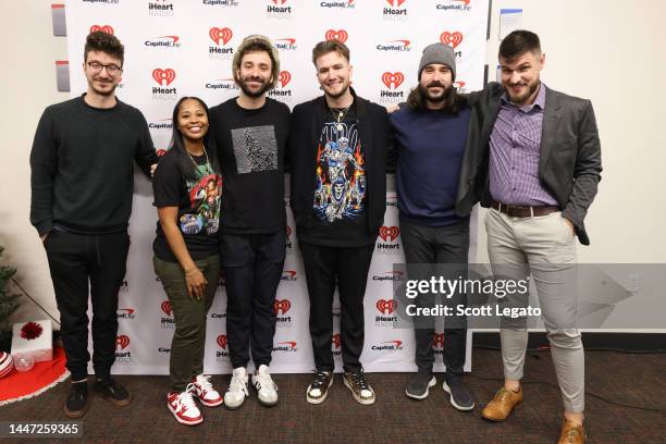 Ashley Nics, Jed Shilling, Joe Carballo, Adam Met, Jack Met and Ryan Met of AJR attend iHeartRadio Channel 95.5's Jingle Ball 2022 Presented by...