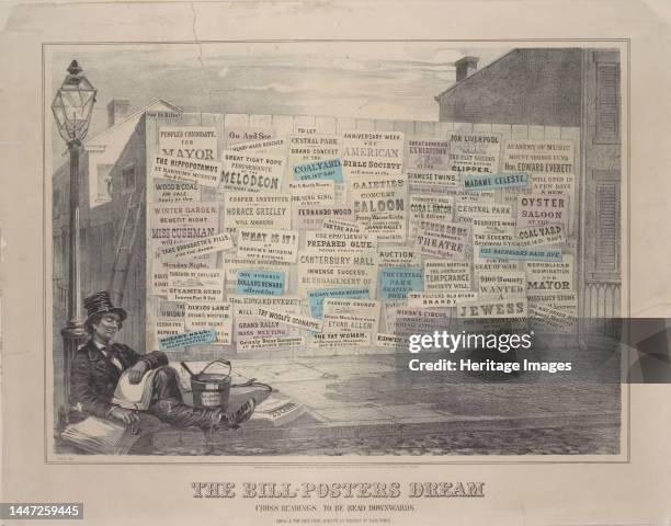 The bill-poster's dream, c1862. Additional Title: Cross readings to be read downwards. Creator: Unknown.