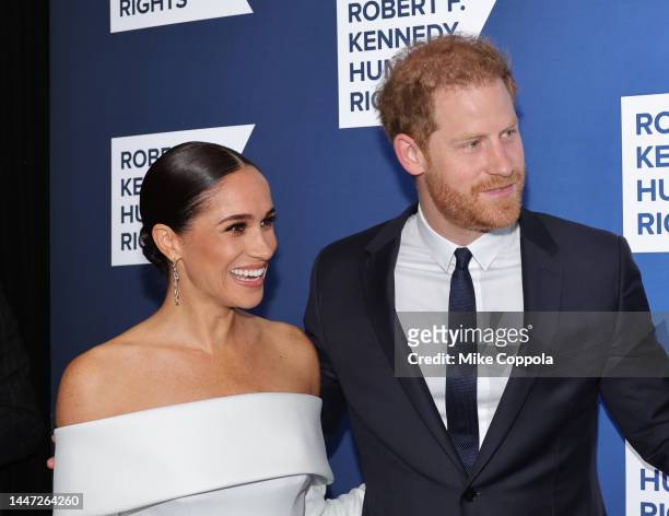 Meghan, Duchess of Sussex and Prince Harry, Duke of Sussex attend the 2022 Robert F. Kennedy Human Rights Ripple of Hope Gala at New York Hilton on...