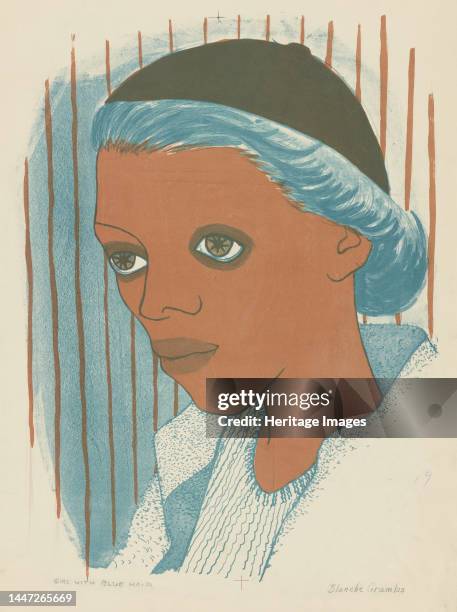 Girl with Blue Hair, ca.1935 Creator: Blanche Grambs.