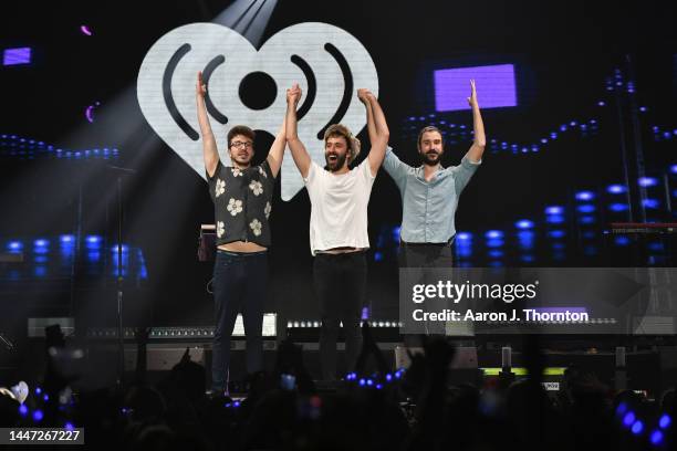 Adam Met, Jack Met and Ryan Met of AJR perform onstage during iHeartRadio Channel 95.5's Jingle Ball 2022 Presented by Capital One at Little Caesars...