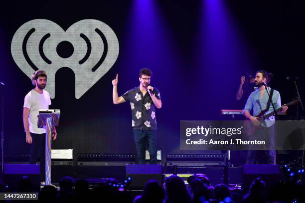 Jack Met, Adam Met and Ryan Met of AJR perform onstage during iHeartRadio Channel 95.5's Jingle Ball 2022 Presented by Capital One at Little Caesars...