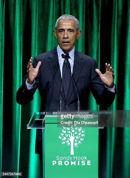 Barack Obama speaks onstage during the 2022 Sandy Hook Promise Benefit at The Ziegfeld Ballroom on December 06, 2022 in New York City.