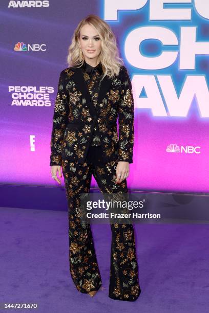 Carrie Underwood attends the 2022 People's Choice Awards at Barker Hangar on December 06, 2022 in Santa Monica, California.