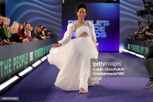 Pictured: Michaela Jaé Rodriguez arrives to the 2022 People's Choice Awards held at the Barker Hangar on December 6, 2022 in Santa Monica,...