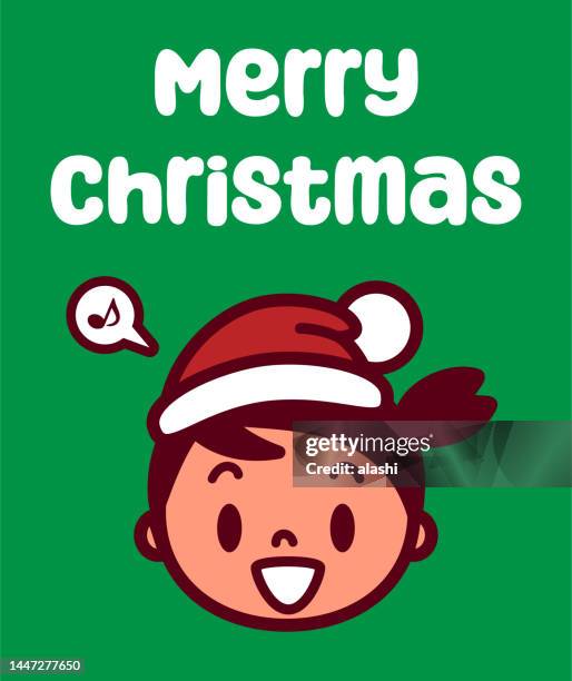 ilustrações, clipart, desenhos animados e ícones de uma menina bonita usando um chapéu de papai noel deseja-lhe um feliz natal - design plat