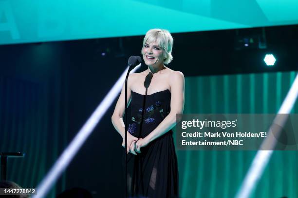 Pictured: Selma Blair accepts The Competition Contestant of 2022 award for ‘Dancing with the Stars’ on stage during the 2022 People's Choice Awards...