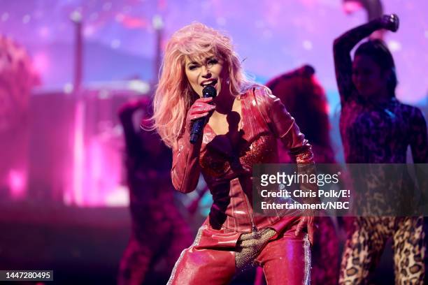 Pictured: Shania Twain performs on stage during the 2022 People's Choice Awards held at the Barker Hangar on December 6, 2022 in Santa Monica,...