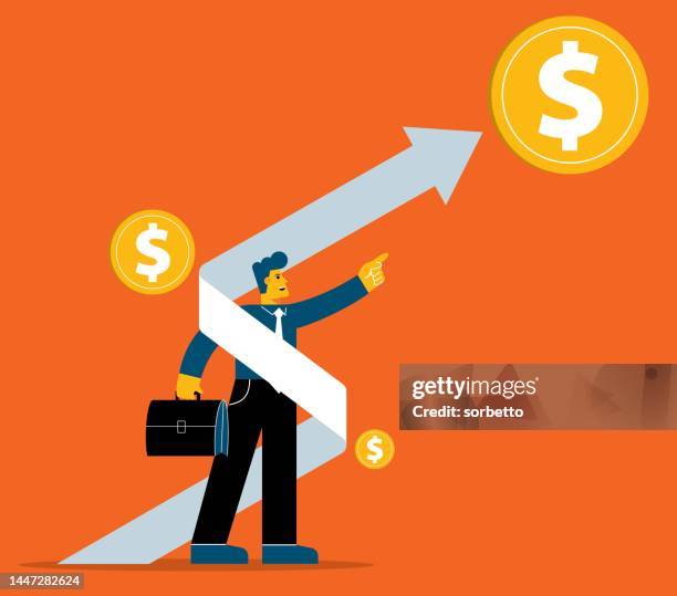 businessman - moving up - wages stock illustrations