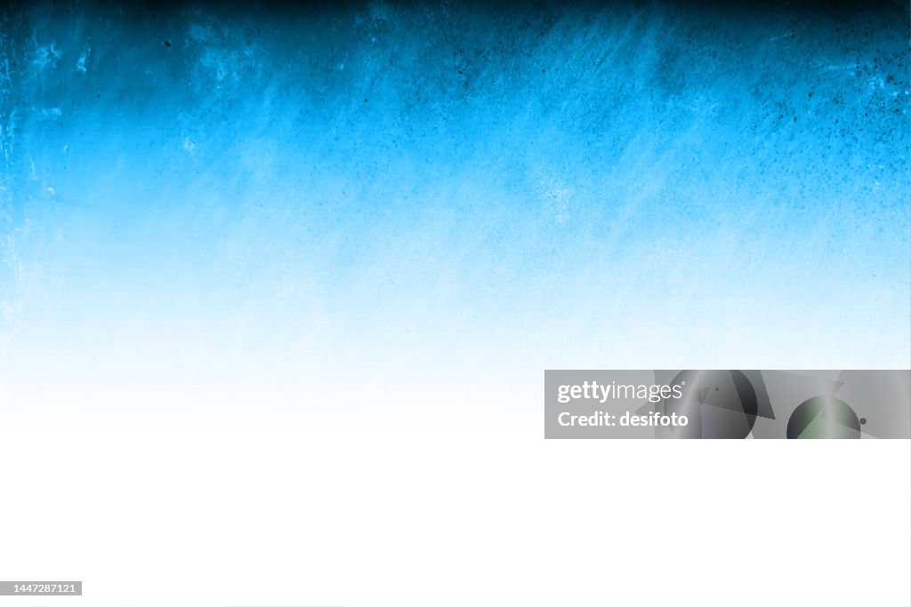 Bright dark sky blue and faded white coloured blotchy rustic and smudged painted textured blank empty horizontal ombre vector backgrounds with subtle textured effect