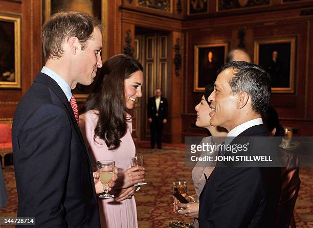 Britain's Prince William and his wife Catherine, Duchess of Cambridge spaek with Thai Crown Prince Maha Vajiralongkorn and Princess Srirasmi at...