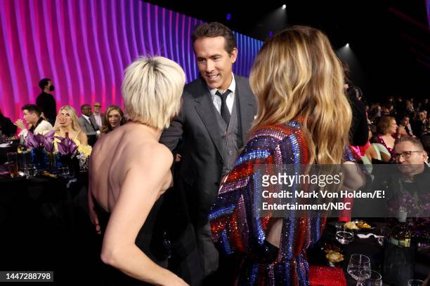 Pictured: Selma Blair, Ryan Reynolds, and Ellen Pompeo attend the 2022 People's Choice Awards held at the Barker Hangar on December 6, 2022 in Santa...