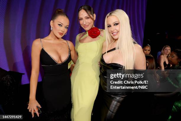 Pictured: Brooke Schofield, Tefi Pessoa, and Tana Mongeau attend the 2022 People's Choice Awards held at the Barker Hangar on December 6, 2022 in...