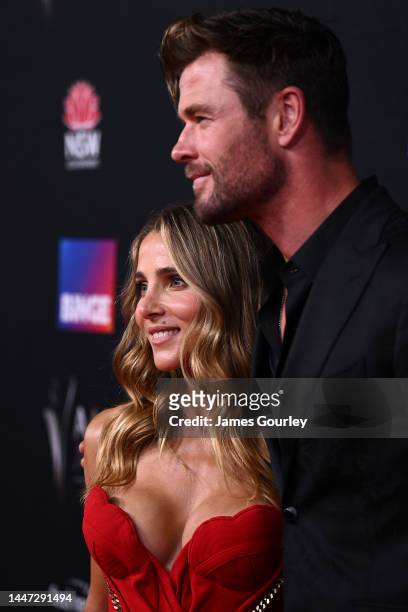 Elsa Pataky and Chris Hemsworth attend the 2022 AACTA Awards Presented By Foxtel Group at the Hordern on December 07, 2022 in Sydney, Australia.