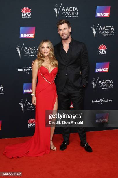 Elsa Pataky and Chris Hemsworth attend the 2022 AACTA Awards Presented at the Hordern on December 07, 2022 in Sydney, Australia.