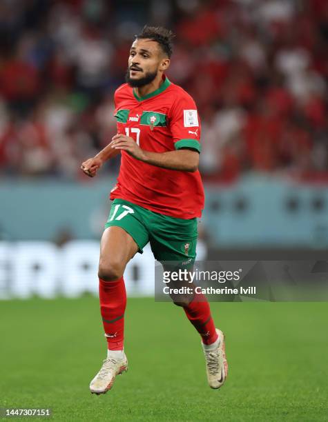 Sofiane Boufal of Morocco during the FIFA World Cup Qatar 2022 Round of 16 match between Morocco and Spain at Education City Stadium on December 06,...