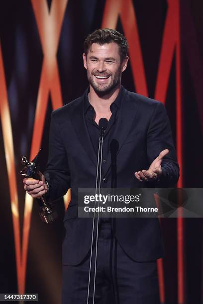 Chris Hemsworth speaks as he accepts the AACTA Trailblazer Award during the 2022 AACTA Awards Presented By Foxtel Group at the Hordern on December...