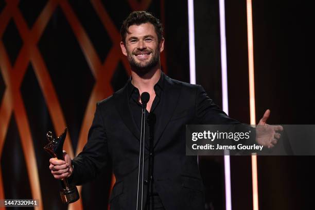 Chris Hemsworth speaks as he accepts the AACTA Trailblazer Award during the 2022 AACTA Awards Presented By Foxtel Group at the Hordern on December...