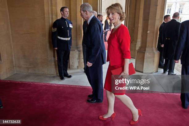 King Michael I of Romania and Crown Princess Margarita arrive at a lunch For Sovereign Monarchs in honour of Queen Elizabeth II's Diamond Jubilee, at...