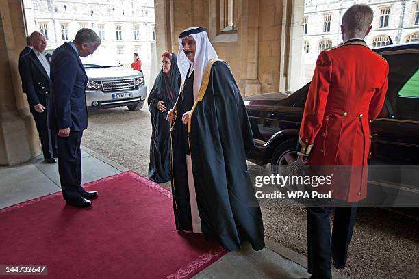 King of Bahrain, Hamad bin Isa Al-Khalifa arrives at a lunch For Sovereign Monarchs in honour of Queen Elizabeth II's Diamond Jubilee, at Windsor...