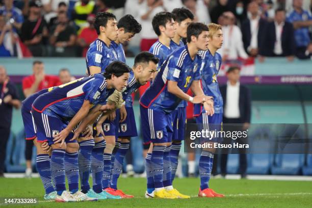 Players of Japan are seen during the penalty shoot out in the FIFA World Cup Qatar 2022 Round of 16 match between Japan and Croatia at Al Janoub...