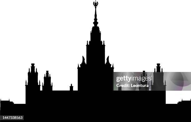 moscow state university - seven sisters skyscrapers stock illustrations