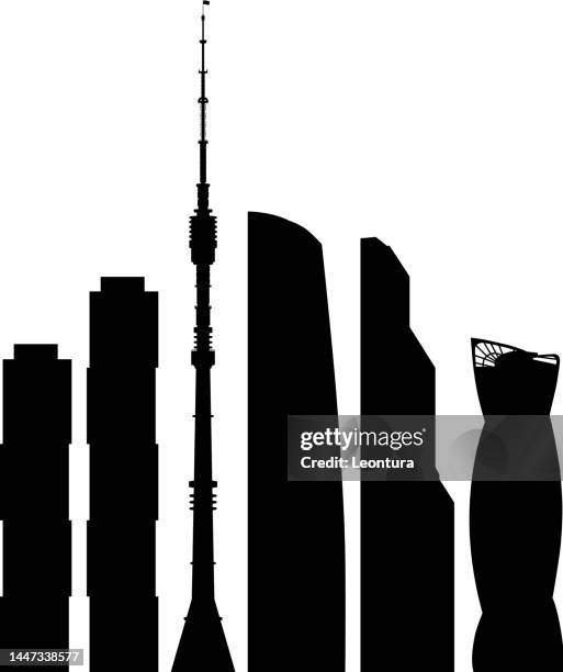 modern skyscrapers of moscow - moscow international business center stock illustrations