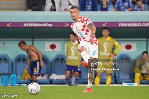 Dejan Lovren of Croatia in action during the FIFA World Cup Qatar 2022 Round of 16 match between Japan and Croatia at Al Janoub Stadium on December...