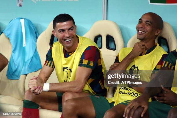 Cristiano Ronaldo looks on during the FIFA World Cup Qatar 2022 Round of 16 match between Portugal and Switzerland at Lusail Stadium on December 6,...