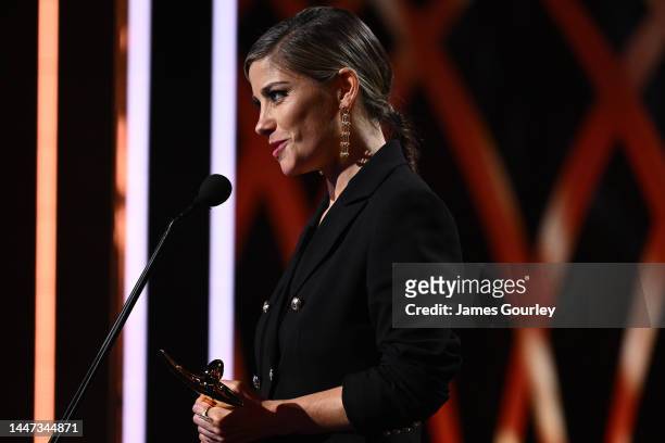 Brooke Satchwell accepts the AACTA Award for Best Supporting Actress in a Drama during the 2022 AACTA Awards Presented By Foxtel Group at the Hordern...