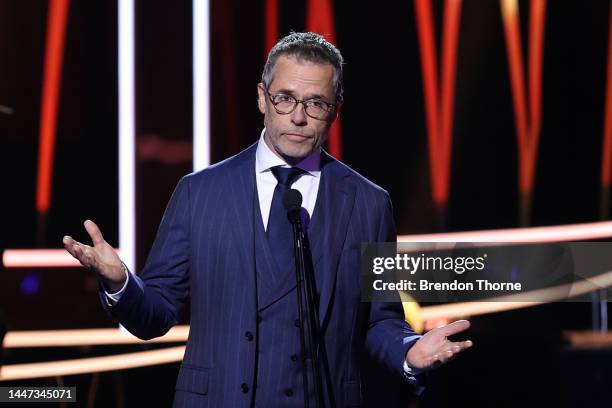 Guy Pearce speaks during the 2022 AACTA Awards Presented By Foxtel Group at the Hordern on December 07, 2022 in Sydney, Australia.