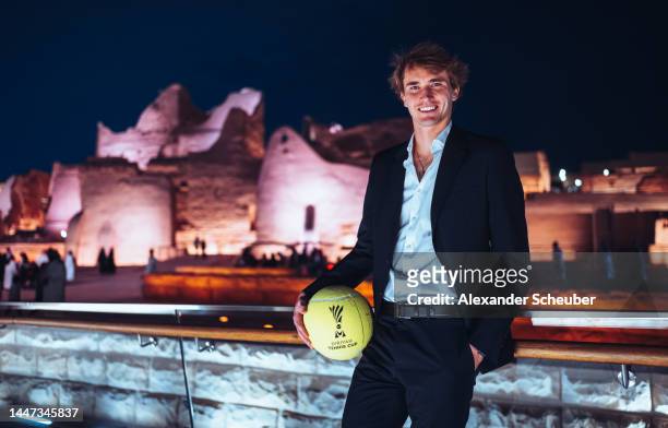 Alexander Zverev of Germany poses for a photo at At-Turaif ahead of the Diriyah Tennis Cup Riyadh 2022 on December 06, 2022 in Riyadh, Saudi Arabia.